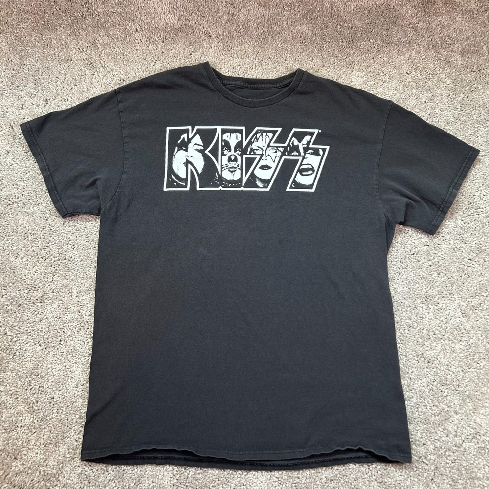 Mens KISS T Shirt Black Members Images Rock Band Studio Graphic Print Classic